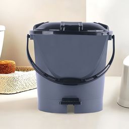 Kuber Industries Grey & Black Check Dhakkan Pedal Dustbin-44