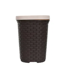 Kuber Industries Set of 2 Brown & Cream Plastic Open Dustbin image 2