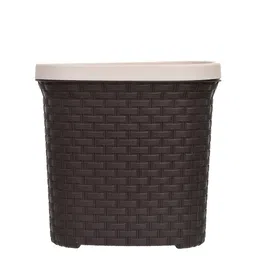 Kuber Industries Set of 2 Brown & Cream Plastic Open Dustbin image 4