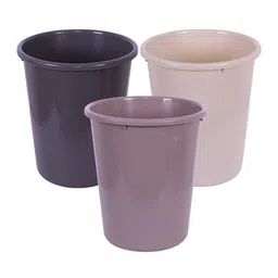 Kuber Industries 3 Pcs Beige & Brown Garbage Open Dustbins image 3