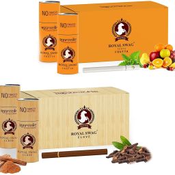Ayurvedic & Herbal Cigarette, Combo Pack of Fruta and Clove Flavour Smoke (5 Stick/ 5 Pack Each) Nicotine Free & Tobacco Free Cigarettes with Shot Helps in Quit Smoking - (50 Sticks) Smoking Cessations-image-1