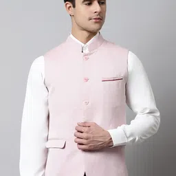 Cantabil Men Solid Woven Nehru Jacket-picture-58