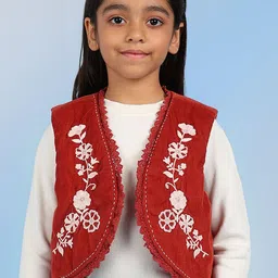 BAESD Girls Sleeveless Embroidered Cotton Front-Open Waistcoat-picture-26
