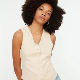 Trendyol Women Beige Tailored Jacket-44