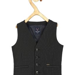 Allen Solly Junior Boys Black Striped Pure Cotton Waistcoat-picture-10