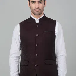 Cantabil Woven Design Single-Breasted Slim Fit Nehru Jacket-45