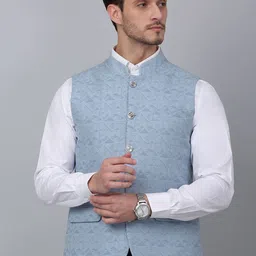Cantabil Men Self Design Woven Nehru Jacket-picture-33