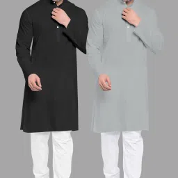 Men Cotton Blend Kurta Pyjama Set-image-0