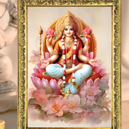 Art Street Gold-Toned & Pink Mata Laxmi Wooden Embossed Table Top Frame-image-34
