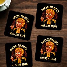 ARTBUG Orange & Black 4 Pcs Printed Wooden Coasters-picture-42