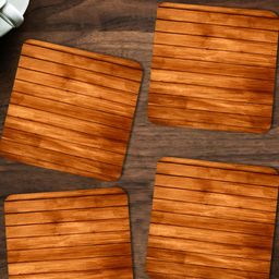 ARTBUG Brown 4 Pieces Abstract Printed Square Wooden Coasters-image-11