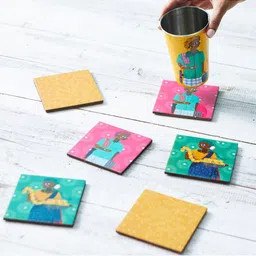 Chumbak Madhubani Yellow 6-Pieces Folk Funk Coasters-31