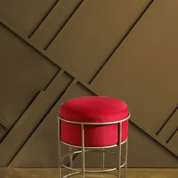 GLOBALLY INDIAN Red Metal Stool With Upholstery-44