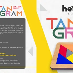heku Wooden Tangram Shapes Puzzle with 7 wooden blocks, 1 booklet and 1 Game Board image 4
