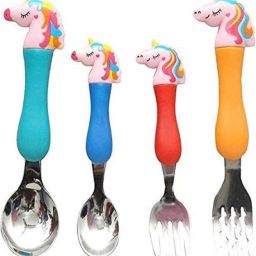 Stainless Steel Unicorn Tableware Set Cutlery Unicorn Spoon and Fork Set for Kids [ Set of 4 Includes 2 Forks 2 Spoons ] Steel Coffee Spoon, Cream Spoon, Dessert Spoon, Sugar Spoon, Table Spoon, Tea Spoon Set-image-22