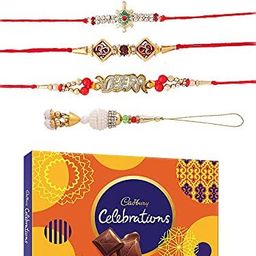 Bhaiya Bhabhi Rakhi Set of 5 for Bhaiya Bhabhi Kids, Rakhi for Brother with Chocolate Combo Assorted Rakhi Set-9