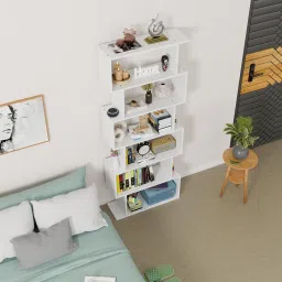 junco 6 Layer Ladder Bookshelf S Shaped Engineered Wood Bookcase Engineered Wood Open Book Shelf image 2
