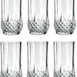 (Pack of 6) Crystal Diamond Cut Imported Transparent Juice and Water Glasses, Tumbler 300 ml- (6 Pcs Set) Glass Water/Juice Glass-image-93