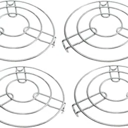 Kitchen Cooking Pot Steaming Tray Stand Stainless Steel Round Cooker Steamer Rack Stand Cookware Tool, Pack of 4 Polished Trivet-43