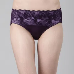 Enamor Women Mid-Rise Lace Detail Flat Elasticated Hipster Briefs P116-picture-28