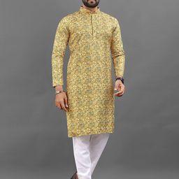 LADY BERRY Men Geometric Embroidered Sequinned Grandeur & Majestic Artwork Kurta-image-27