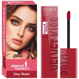 Ramp Walk Velvet Kiss Non-Transfer Long Lasting Liquid Lipstick- 3.5 ml- Matte Red- 01-45
