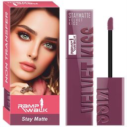 Ramp Walk Velvet Kiss Non-Transfer Long Lasting Liquid Lipstick- 3.5 ml- Dark Mauve- 06-47