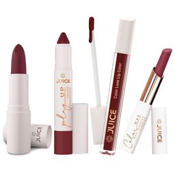 JUICE Set Of 4 Play Up Color Luxe Color Max Long Lasting Lipstick-11.8g-M24-MCR12-M10- M01-17