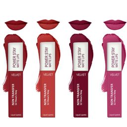 Forsure Set of 4 Power Stay Matte Lips Non-Transfer 12 Hours Stay Velvet Matte Liquid Lipstick - Deep Red 22 - Bright Red 01 - Cherry Maroon 09- Pink Blush 10-14