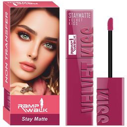 Ramp Walk Velvet Kiss Non-Transfer Long Lasting Liquid Lipstick- 3.5 ml- Dark Pink- 08-42