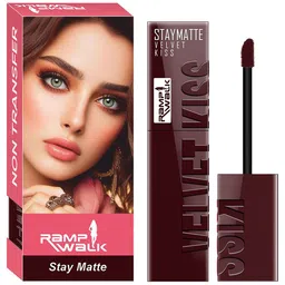 Ramp Walk Velvet Kiss Waterproof Liquid Lipstick - 3.5 ml - Maroon 02-47