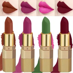 PERPAA Set of 4 Xpression Weightless Matte Long-Lasting Waterproof Lipsticks 3.5 g Each - Bold Maroon 307 - Rust Brown 301 - Magenta 302 - Natural Pink 305-23