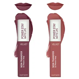 Forsure Set of 2 Power Stay Matte Lips Non-Transfer 12 Hours Stay Velvet Matte Liquid Lipstick - Mauve Matte 23 - Peach Nude 21-9