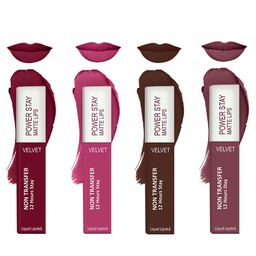 Forsure Set of 4 Power Stay Matte Lips Non-Transfer 12 Hours Stay Velvet Matte Liquid Lipstick - Cherry Maroon 09 - Pink Blush 10 - Deep Brown 16 - Deep Red 23-22