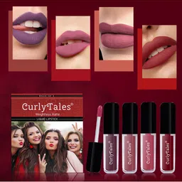 CurlyTales Set of 4 Weightless Matte Liquid Lipsticks 3 ml Each - Shade 01, 09, 10, 14 image 1