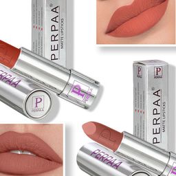 PERPAA Set of 2 Push Button Matte Lipstick 3.5g each- Rust Brown 301 & Nude 306-17
