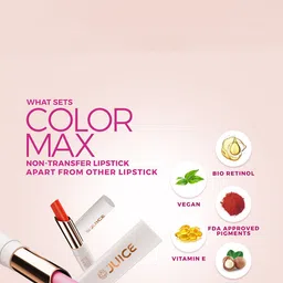 JUICE Set Of 3 Color Max Non Transfer Lipstick- Shade- M03- M11- M12 image 3
