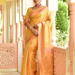 Anouk Geometric Woven Design Zari Detail Chanderi Saree-image-31