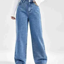 Women Flared High Rise Light Blue Jeans-image-31