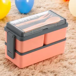 Rectangular Classy 3 Section Lunch Box With 1 Spoon & 1 Fork 3 Containers Lunch Box-32
