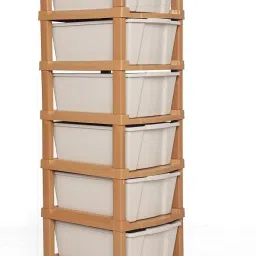 6 Plastic Modular Drawer System for Home, Office Free Standing Chest of Drawers PP Collapsible Wardrobe-12