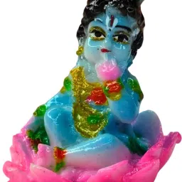 Bal Krishna Laddu Gopal Statue Murti Multicolor Decorative Showpiece - 6 cm-image-25