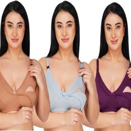 Pack of 3 Women Maternity/Nursing Non Padded Bra-image-109