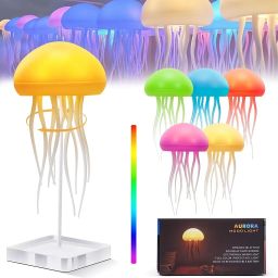 Jellyfish Night Light, RGB Gradient Bedside Voice Control Light Rechargeable Table Lamp-18