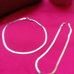 Pair of Flat Snake Design Pure 92.5 Sterling Silver Anklet Silver Anklet-image-65