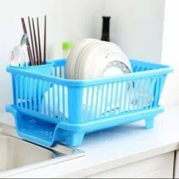Plastic 3 in 1 Large Sink Set Dish Rack Drainer Drying Rack Washing Basket Storage Basket-image-10