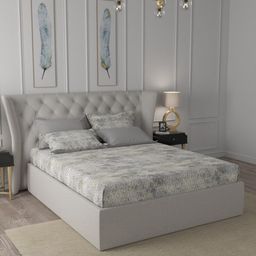 MYTRIDENT Unisex Grey Abstract 300 TC 1 King Bedsheet with 2 Pillow Covers-62