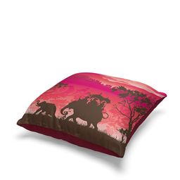 BIANCA Maroon & Green Set of 2 Abstract Square Cushion Covers-3