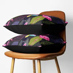 BIANCA Set Of 2 Multicoloured Ethnic Motifs Digital Printed Square Cushion Covers image 4