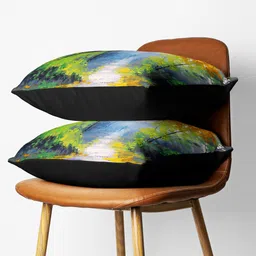 BIANCA Multicoloured Set of 2 Abstract Digitally Printed Square Cushion Covers image 3